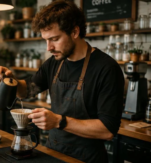 Barista brewing specialty coffee
